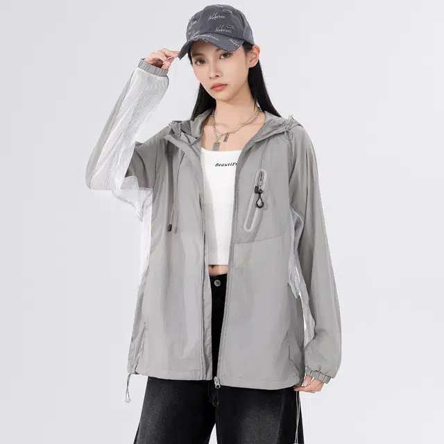 帕丁顿熊 美式复古字母撞色拼接工装薄款夹克外套超感防晒服 男女同款