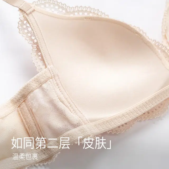 靴下物 法式蕾丝小胸聚拢无钢圈薄款文胸 女款