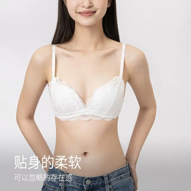 靴下物 法式蕾丝小胸聚拢无钢圈薄款文胸 女款
