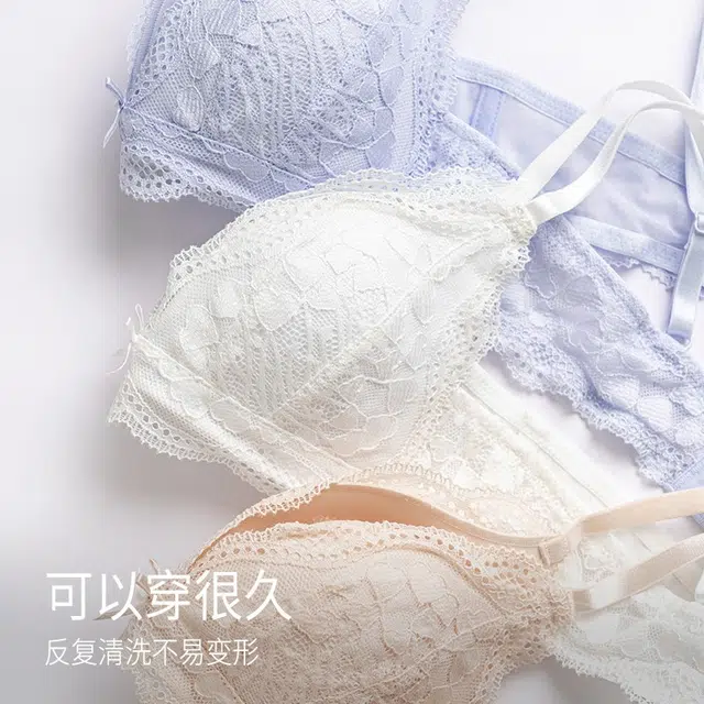 靴下物 法式蕾丝小胸聚拢无钢圈薄款文胸 女款