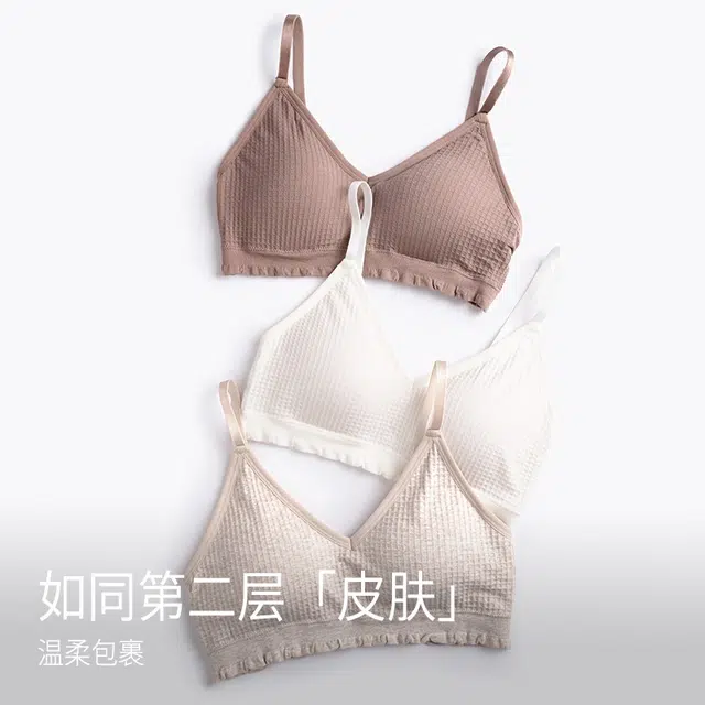 靴下物 薄款无钢圈纯色小胸聚拢文胸 女款