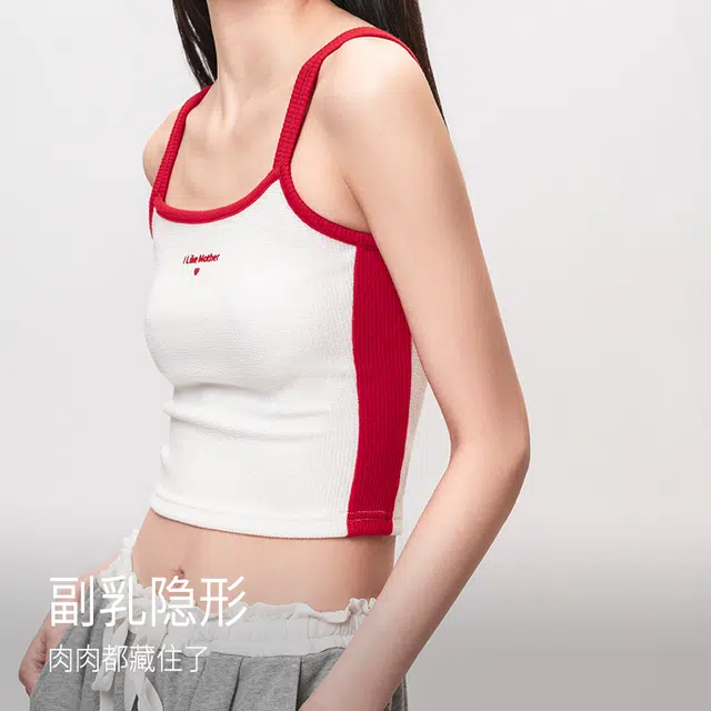 靴下物 辣妹风撞色设计短款吊带 女款