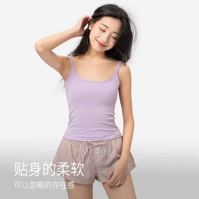 靴下物 带胸垫凉感内搭纯色吊带 女款
