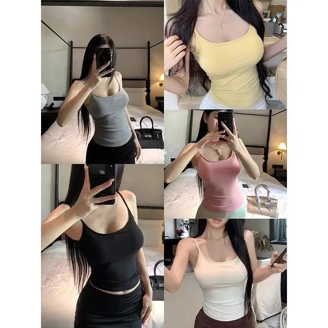 蒄趣 简约吊带内搭带胸垫背心 女款