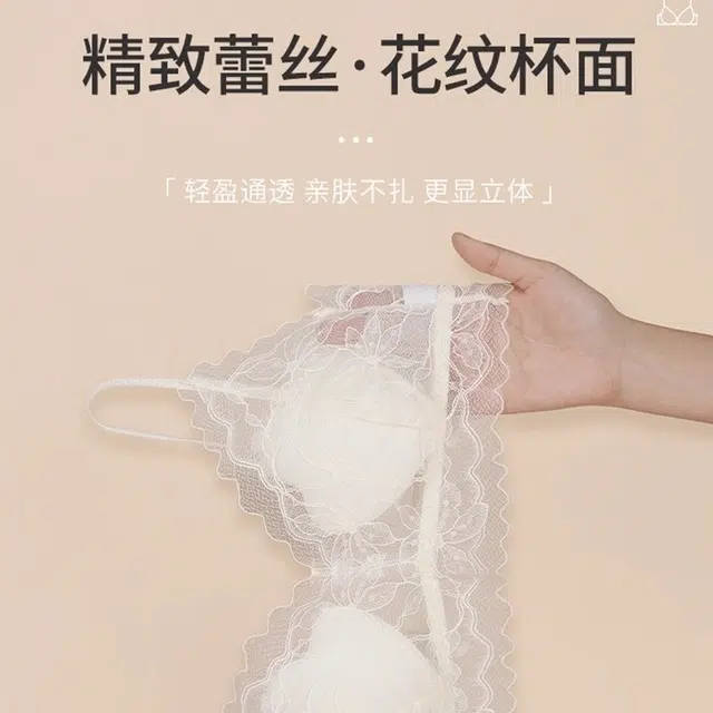 蒄趣 法式性感无痕内衣超薄大胸显小蕾丝柔软亲肤美背文胸 女款