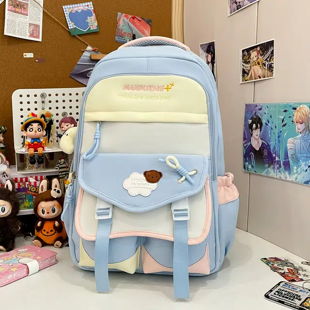 雅鹿 韩版拼色糖果高颜值简约 尼龙 双肩包 常规 女款 多色