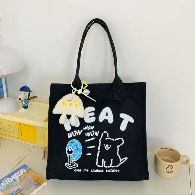 雅鹿 可爱卡通包通勤托特包 帆布 帆布包单肩包 常规 男女同款情侣款 多色