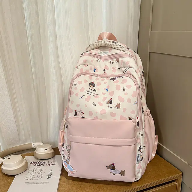 雅鹿 初中高颜值可爱腊肠狗学院风背包 尼龙 双肩包 男女同款情侣款 多色