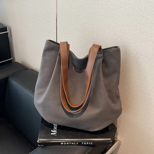 雅鹿 韩系慵懒风褶皱包百搭大学生上课 帆布 手提单肩包 女款 多色