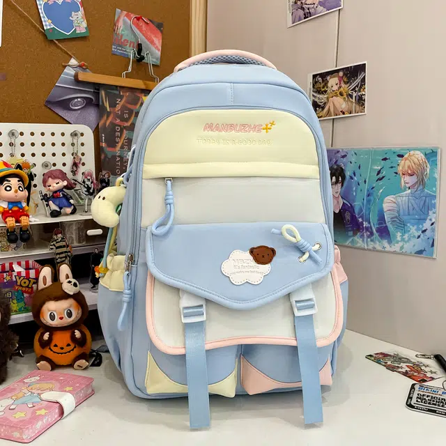 雅鹿 韩版拼色糖果高颜值简约 尼龙 双肩包 常规 女款 多色