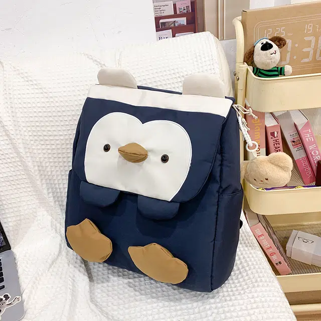 雅鹿 可爱丑萌企鹅书包大学生高颜值卡通小众小学生潮 尼龙 双肩包 女款 多色