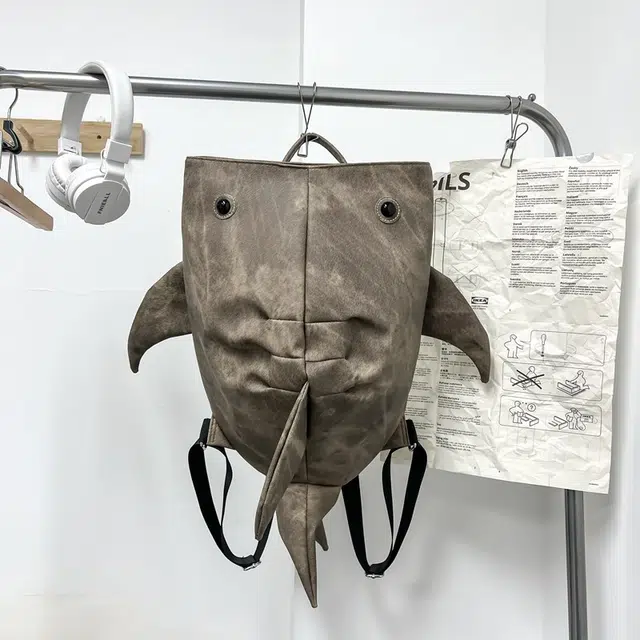 雅鹿 鲨鱼造型时尚潮流设计感 牛仔布 背包双肩包 男女同款情侣款 多色