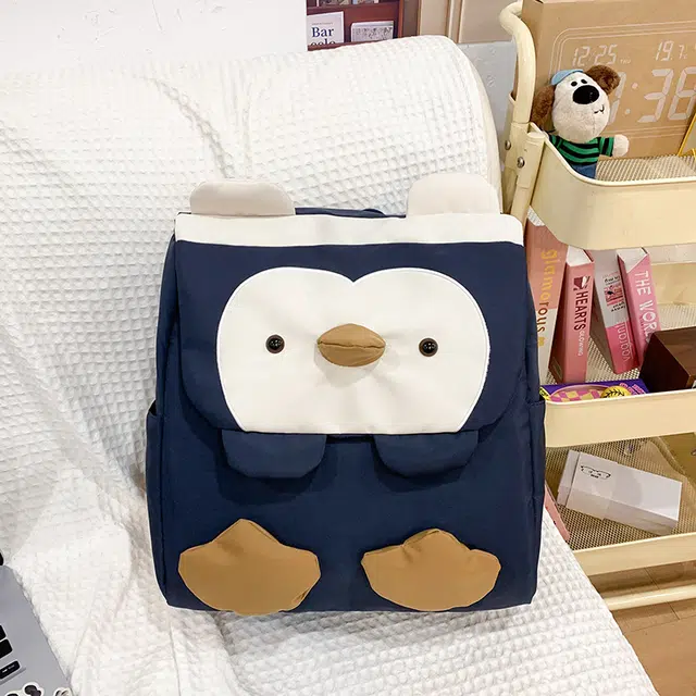 雅鹿 可爱丑萌企鹅书包大学生高颜值卡通小众小学生潮 尼龙 双肩包 女款 多色