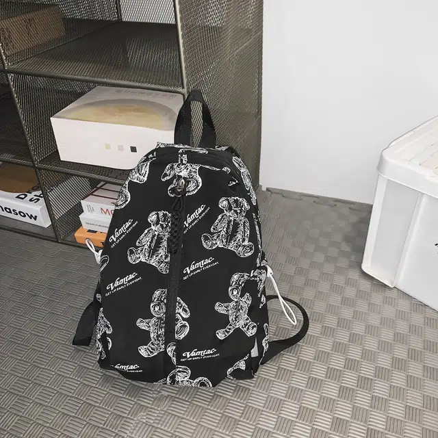 雅鹿 出游轻便印花熊夜间反光 尼龙 双肩包 男女同款情侣款 多色