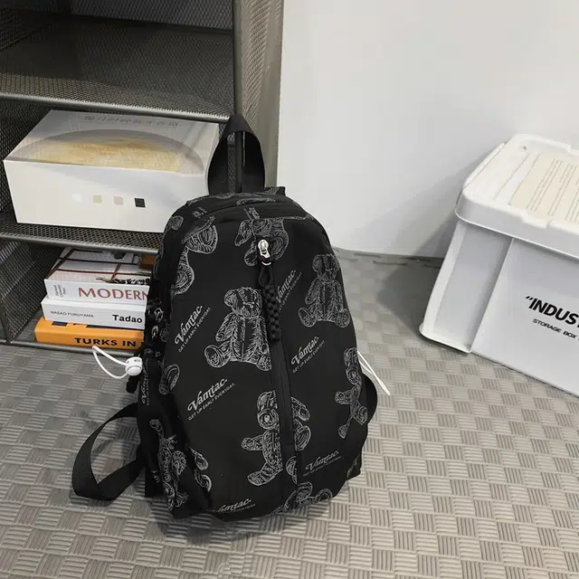 雅鹿 出游轻便印花熊夜间反光 尼龙 双肩包 男女同款情侣款 多色