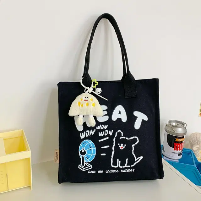 雅鹿 可爱卡通包通勤托特包 帆布 帆布包单肩包 常规 男女同款情侣款 多色