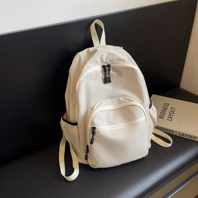 雅鹿 百搭初中高中学生简约 帆布 书包背包双肩包 男女同款情侣款 多色