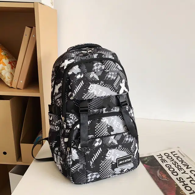 雅鹿 潮酷个性涂鸦学生 尼龙 书包背包双肩包 男女同款情侣款 多色