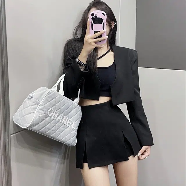 兰缪 性感辣妹包臀裙半身裙开叉大码高腰显瘦夏季休闲短裙 女款
