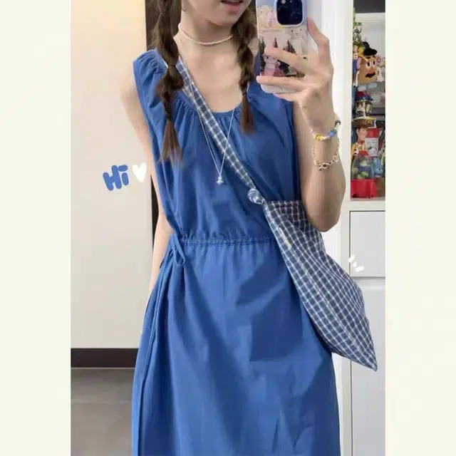 兰缪 温柔白月光系列 时尚无袖裙甜美淑女收腰凸显腰身不挑身材小个子福利百搭气质吊带连衣裙 女款