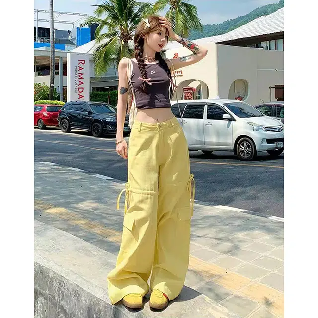 兰缪 美式多巴胺蝴蝶结抽绳休闲裤 女款