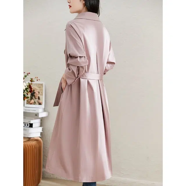 纤丝鸟 简约时尚中长款宽松系带设计修身显瘦截短外套 女款