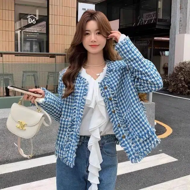 纤丝鸟 设计感洋气小香风宽松休闲名媛气质上衣截短外套 女款