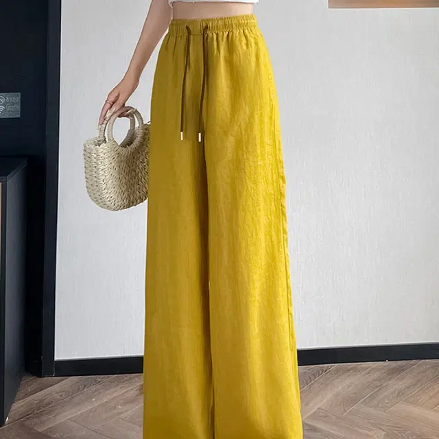 纤丝鸟 时尚潮流百搭舒适阔腿慵懒风高腰设计拖地休闲裤 女款