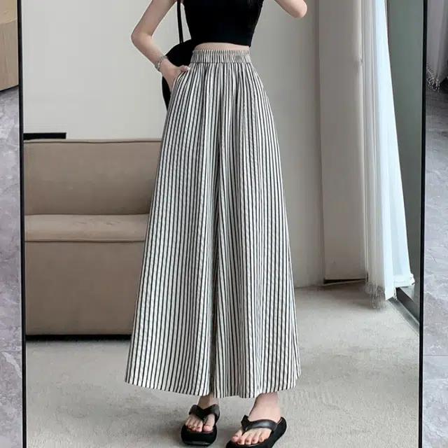 纤丝鸟 宽松高腰阔腿裤简约舒适时尚优雅百搭气质休闲裤 女款