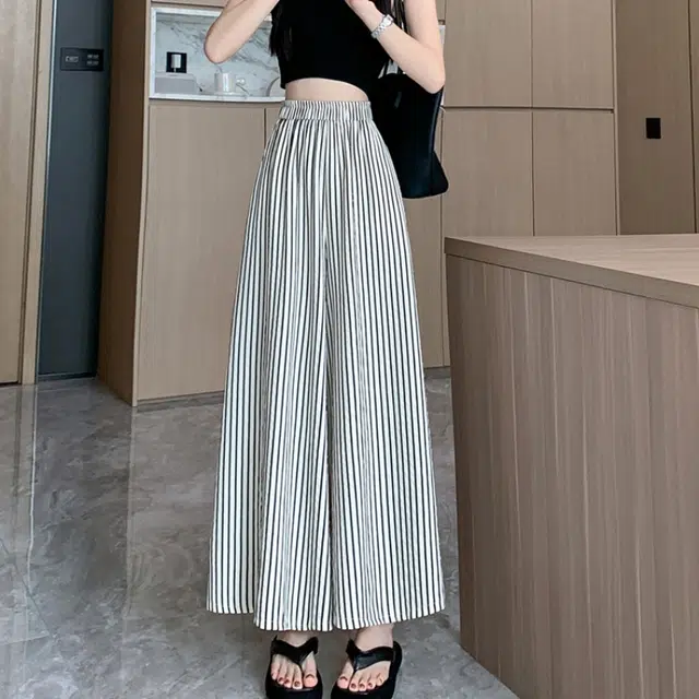 纤丝鸟 宽松高腰阔腿裤简约舒适时尚优雅百搭气质休闲裤 女款