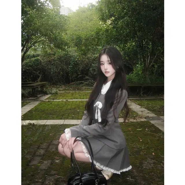 纤丝鸟 富家千金学院风收腰西装外套高腰百褶半身裙裙装套装 女款