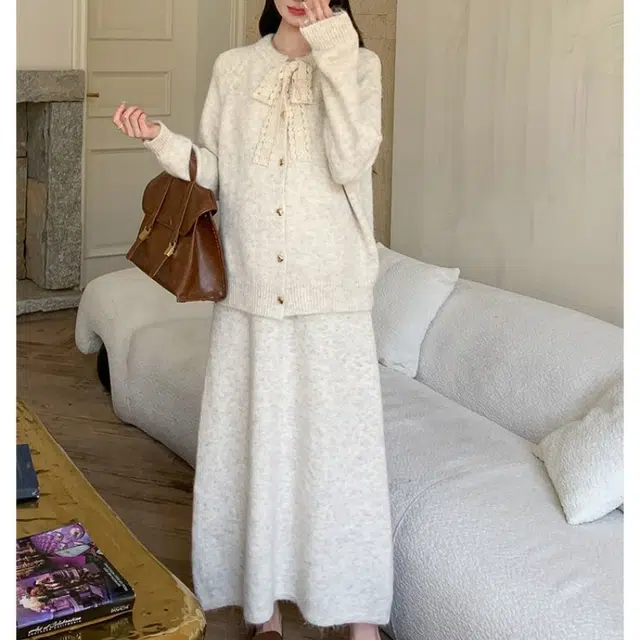 纤丝鸟 韩系气质减龄甜美小香风宽松舒适百搭长袖连衣裙 女款