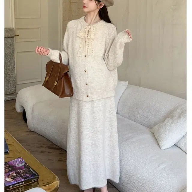 纤丝鸟 韩系气质减龄甜美小香风宽松舒适百搭长袖连衣裙 女款