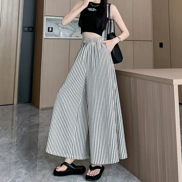 纤丝鸟 宽松高腰阔腿裤简约舒适时尚优雅百搭气质休闲裤 女款