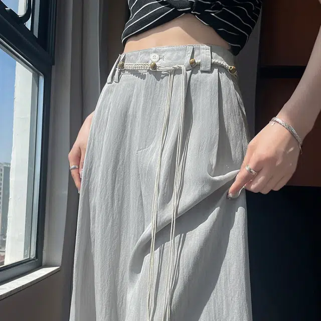 纤丝鸟 阔腿高腰设计垂感时尚感舒适休闲裤 女款
