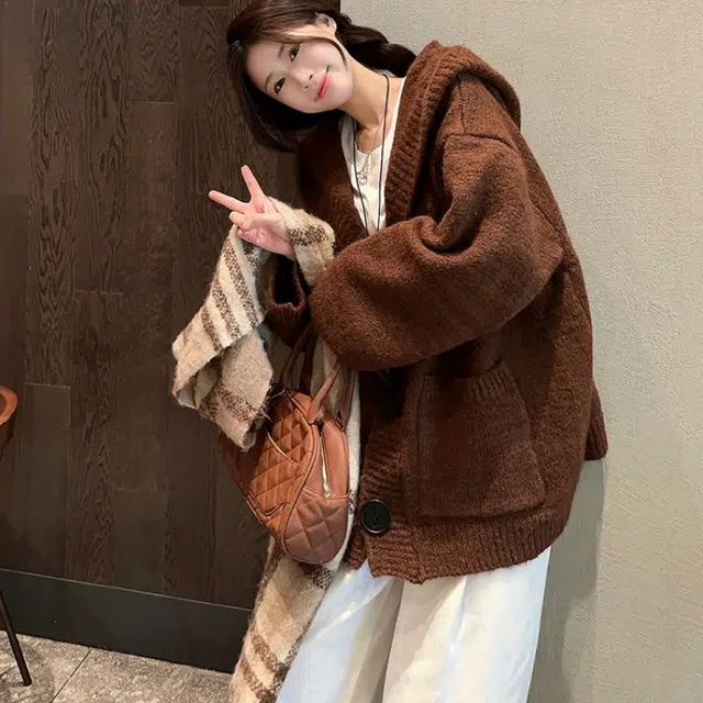 纤丝鸟 简约时尚百搭长袖宽松中长款设计感舒适针织衫 女款