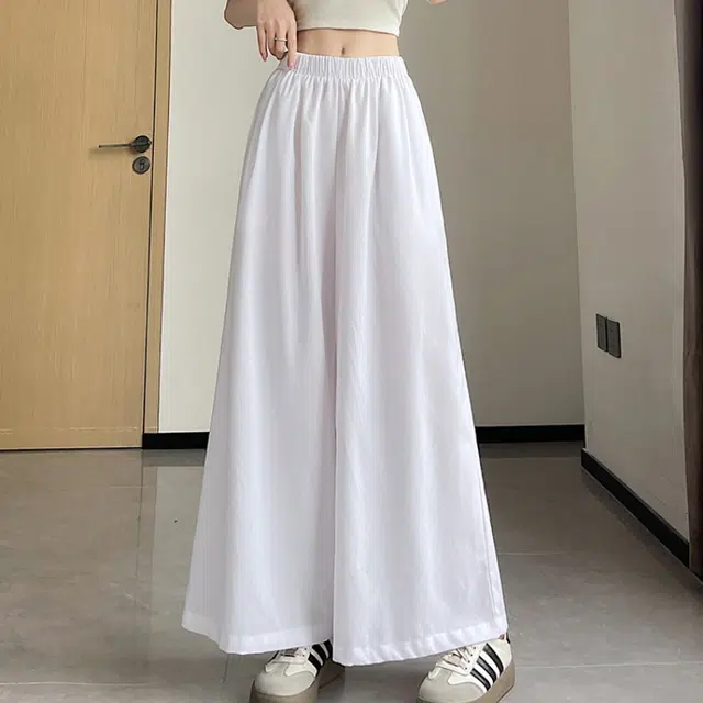 纤丝鸟 韩版时尚阔腿垂感显瘦宽松高腰透气舒适百搭休闲裤 女款