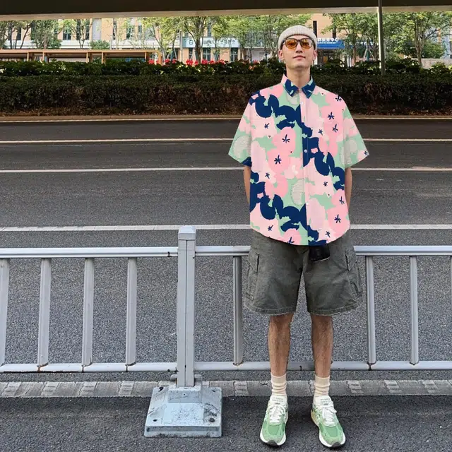 纤丝鸟 复古日系潮牌夏威夷港风短袖衬衫 男女同款 图色