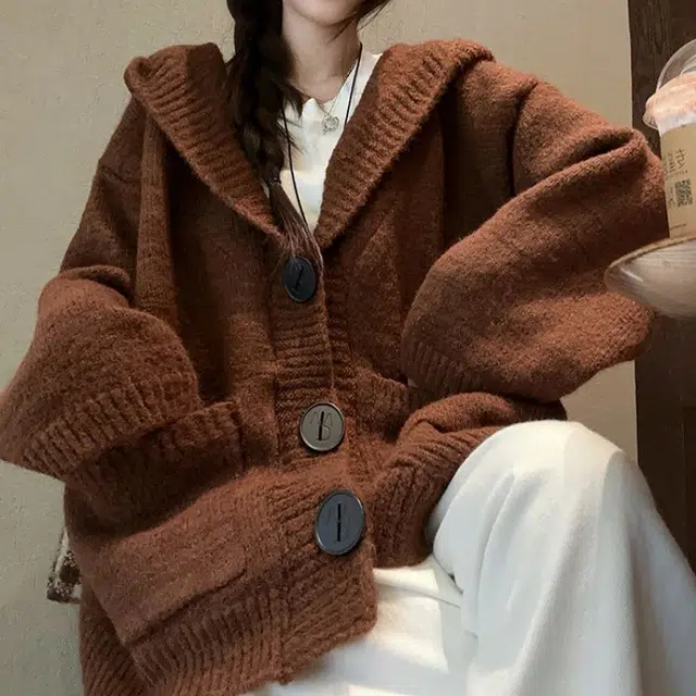 纤丝鸟 简约时尚百搭长袖宽松中长款设计感舒适针织衫 女款