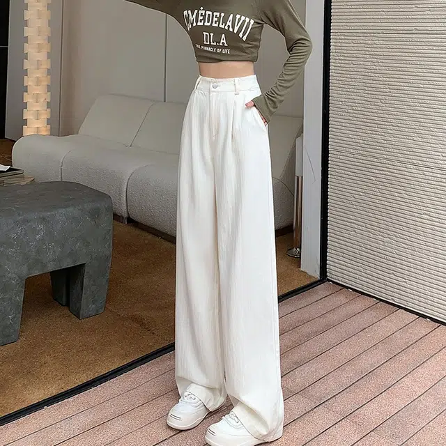 纤丝鸟 韩系个性薄款高腰垂感百搭休闲裤 女款