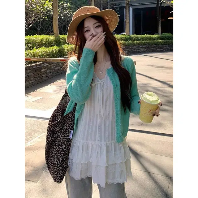 纤丝鸟 简约学院风韩系宽松显瘦设计舒适休闲百搭针织衫 女款