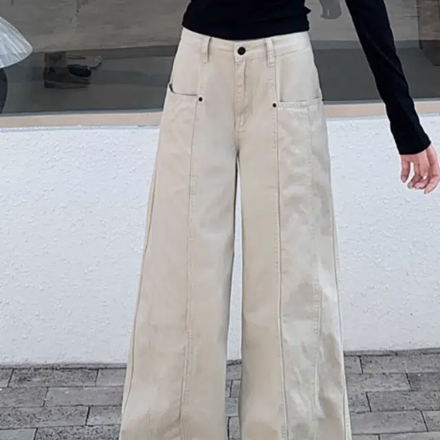 纤丝鸟 美式时尚复古高腰阔腿宽松直筒百搭垂感牛仔裤 女款
