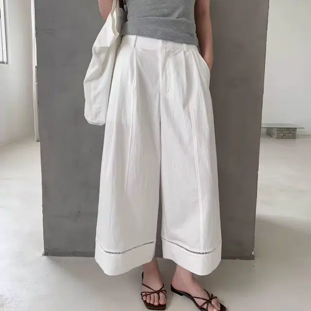 纤丝鸟 时尚百搭高腰显瘦阔腿垂感宽松设计简约休闲裤 女款