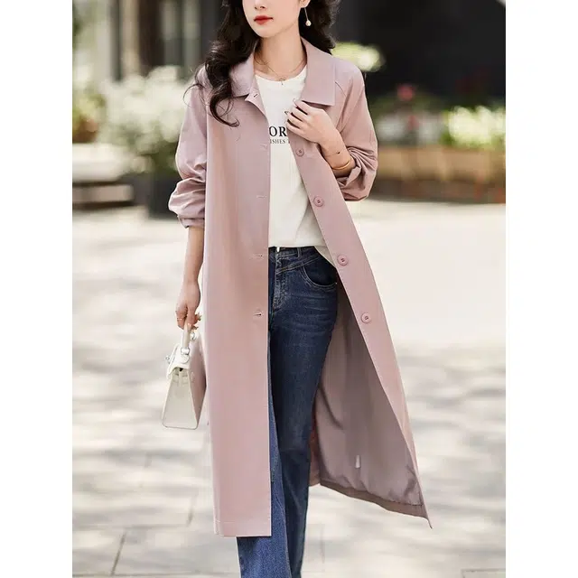 纤丝鸟 简约时尚中长款宽松系带设计修身显瘦截短外套 女款