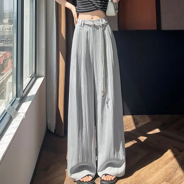 纤丝鸟 阔腿高腰设计垂感时尚感舒适休闲裤 女款