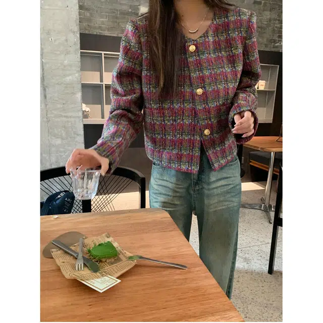 纤丝鸟 时尚休闲百搭小香风气质复古短款上衣截短外套 女款