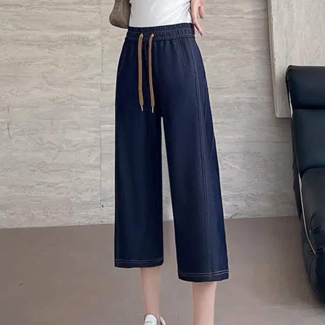 纤丝鸟 韩版时尚高腰垂感阔腿简约设计舒适慵懒风休闲裤 女款
