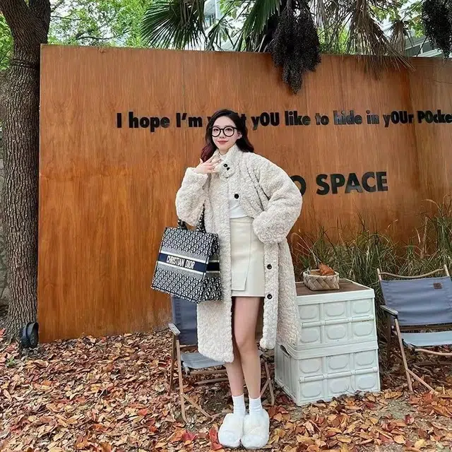 纤丝鸟 立领设计感软糯中长款宽松时尚百搭截短外套 女款