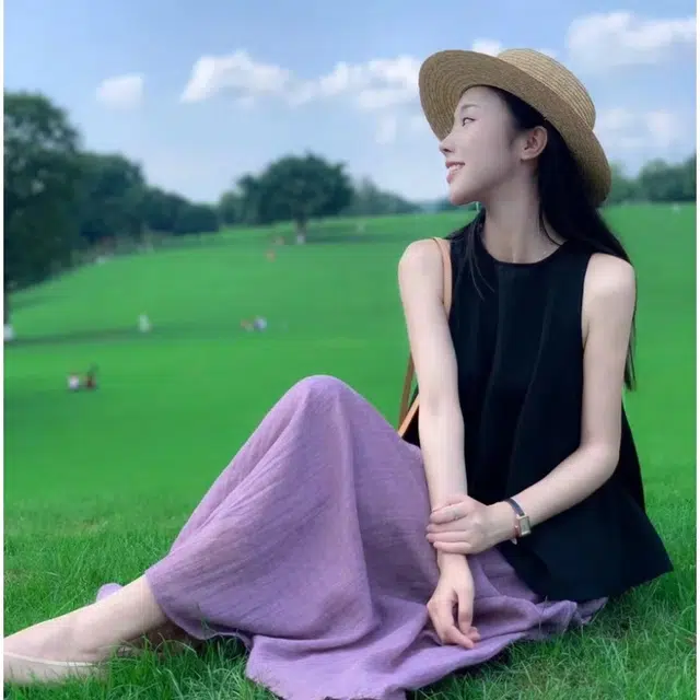 纤丝鸟 复古时尚优雅气质温柔风简约背心上衣高腰半身裙装套装 女款