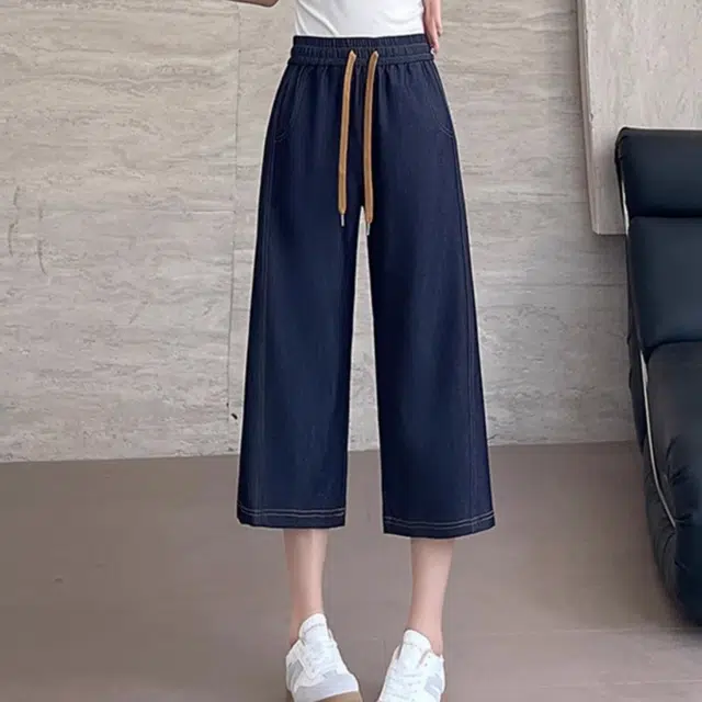 纤丝鸟 韩版时尚高腰垂感阔腿简约设计舒适慵懒风休闲裤 女款